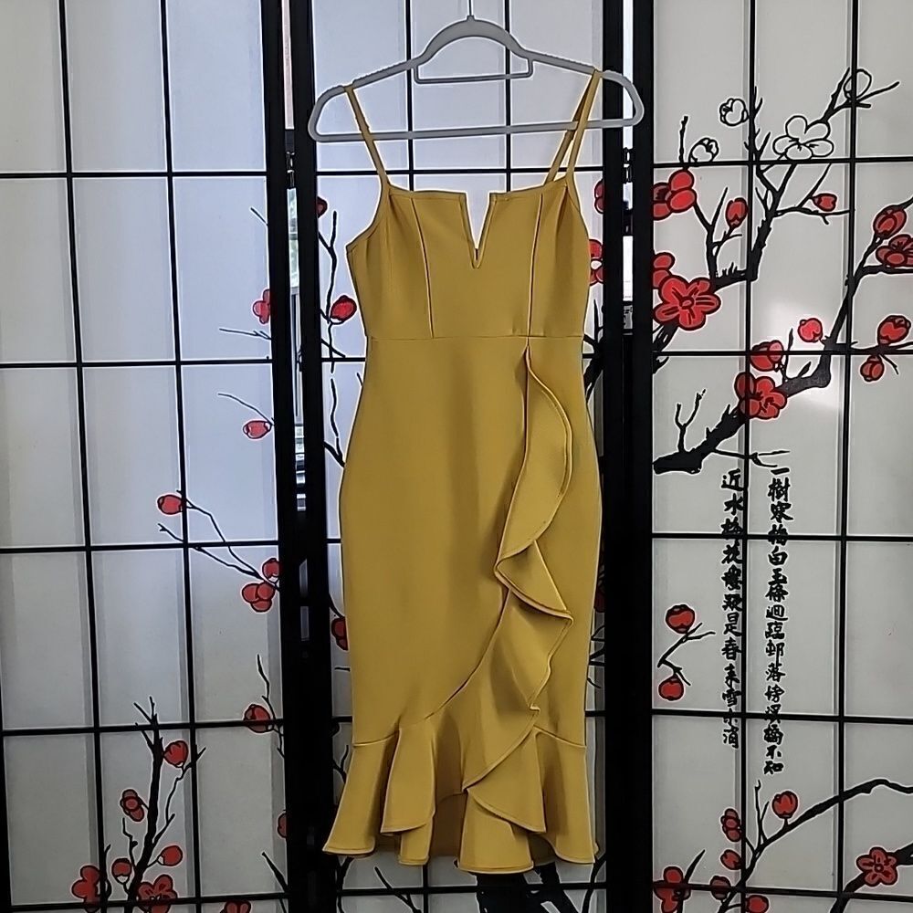 Miss Circle Mermaid Bandage Dress Spaghetti Strap Back Zipper Body Con.
